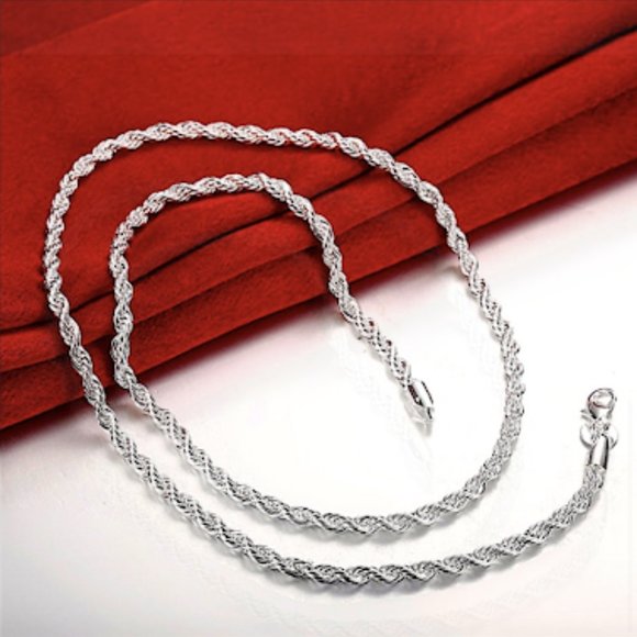 STERLING SILVER ROPE CHAIN NECKLACE  BRACELET SET UNISEX - Picture 6 of 6